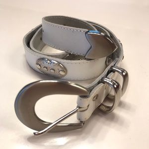 Western White Leather Belt